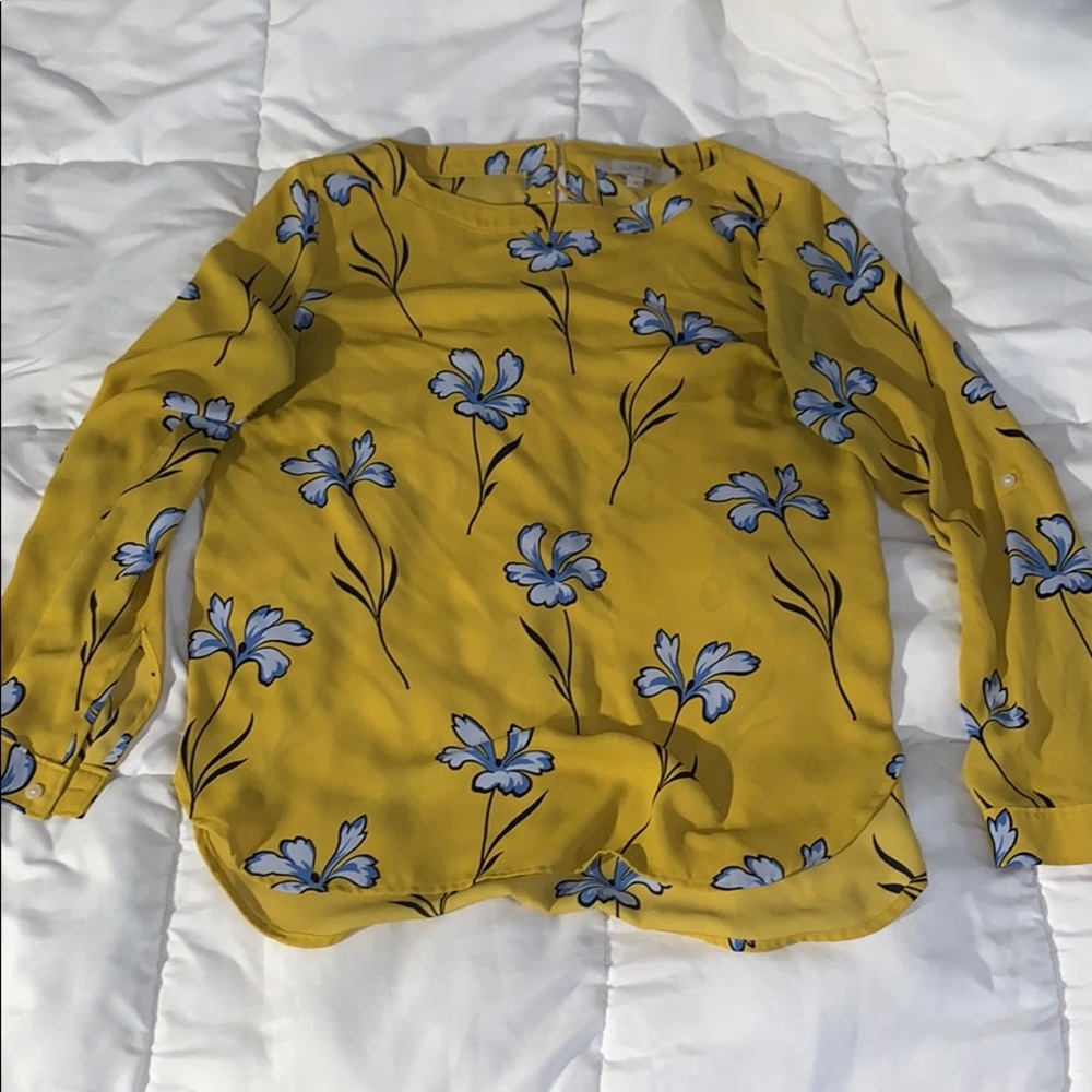LOFT Floral Blouse with button up sleeves